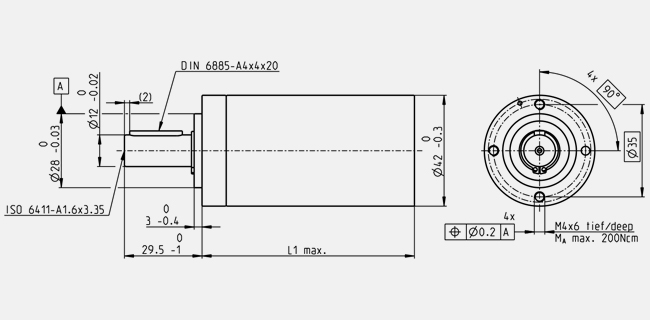 Combination Maxon Gearhead GP42C reduction 156:1 w/ brushless EC45 Motor 30 Watt